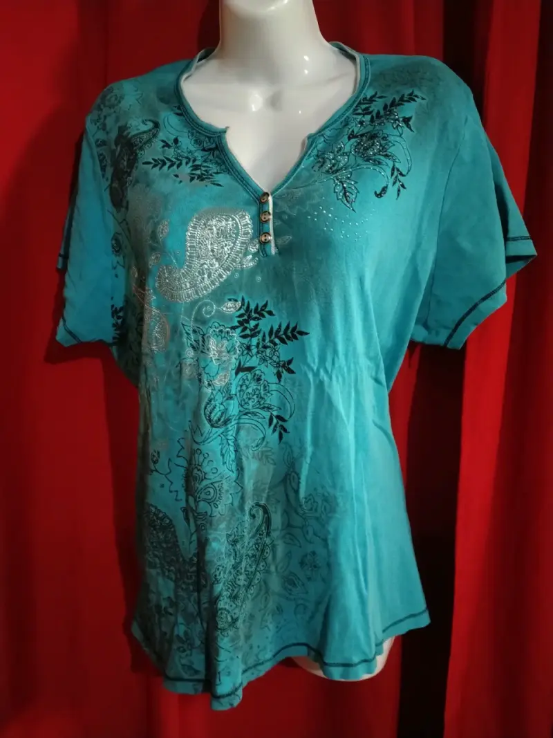 Blusa Turquesa con Estampado Floral para Mujer - 3