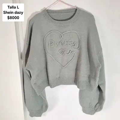 Suéter gris Shein Dazy con diseño Pretty Girl - miniatura 1