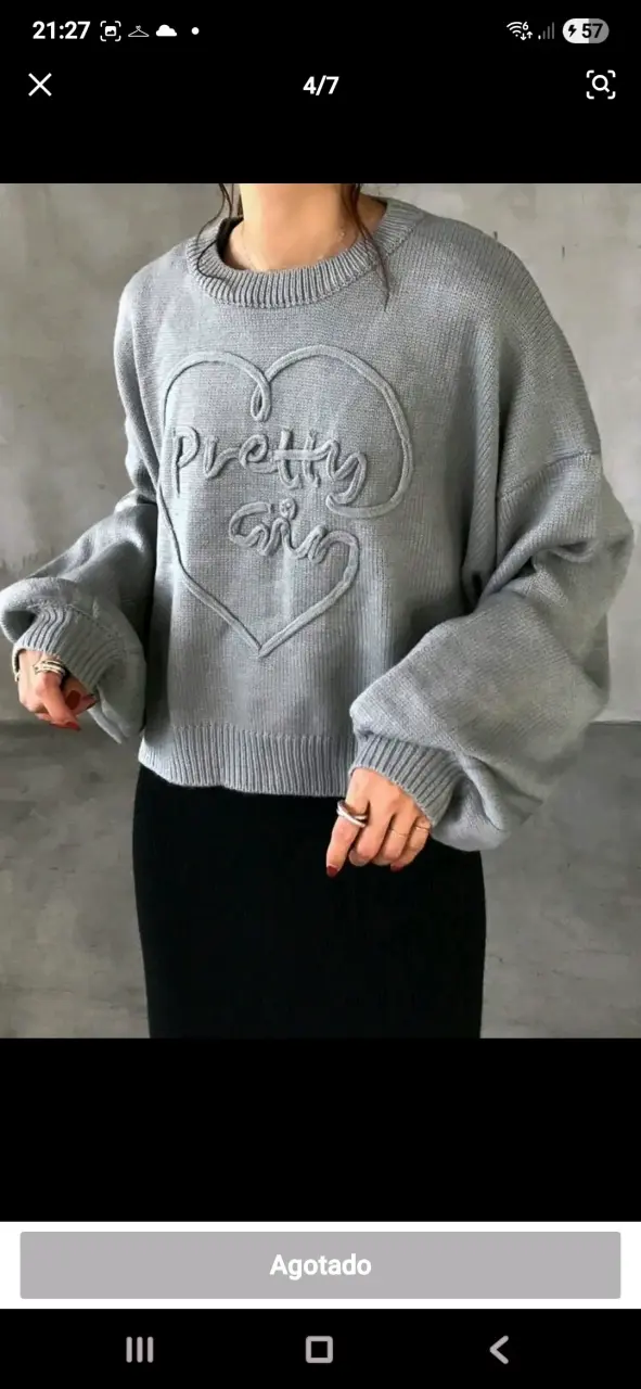 Suéter gris Shein Dazy con diseño Pretty Girl - 2