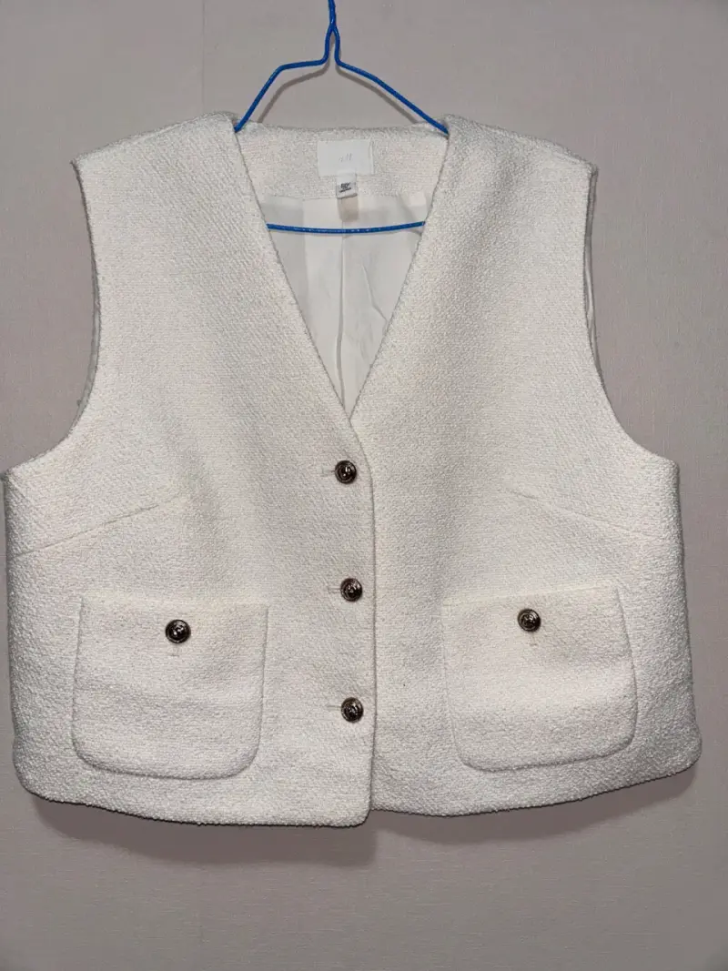Gilet de punto- negro y Gilet de boucle-crema - 2