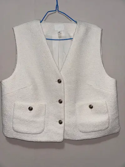 Gilet de punto- negro y Gilet de boucle-crema - miniatura 2