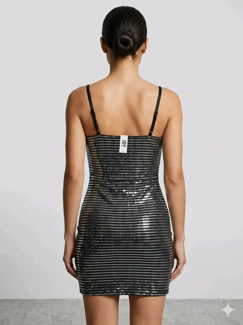 Vestido corto de lentejuelas negro elegante - 2