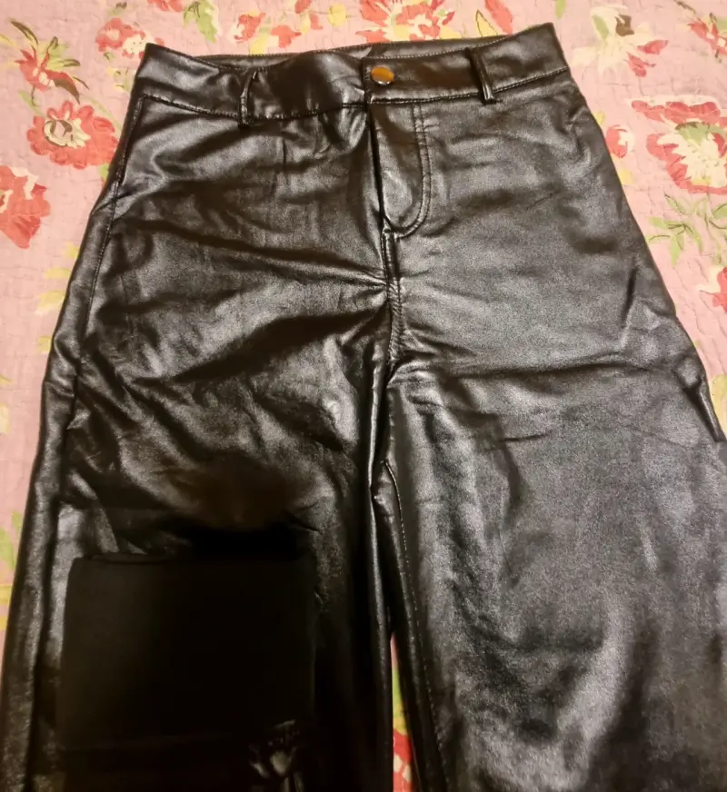 Pantalones de cuero sintético negro para hombre - 3