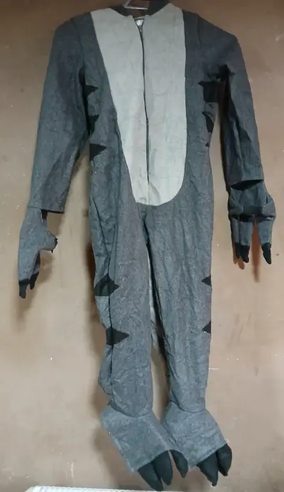 Disfraz de dinosaurio gris  talla 8 a 10 años. - miniatura 1