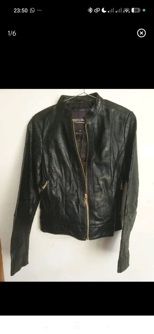 Chaqueta de cuero negra Roberto Cavalli XS