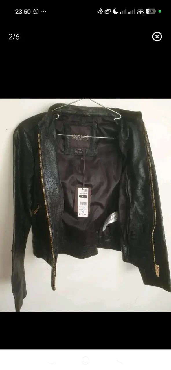 Chaqueta de cuero negra Roberto Cavalli XS - 2