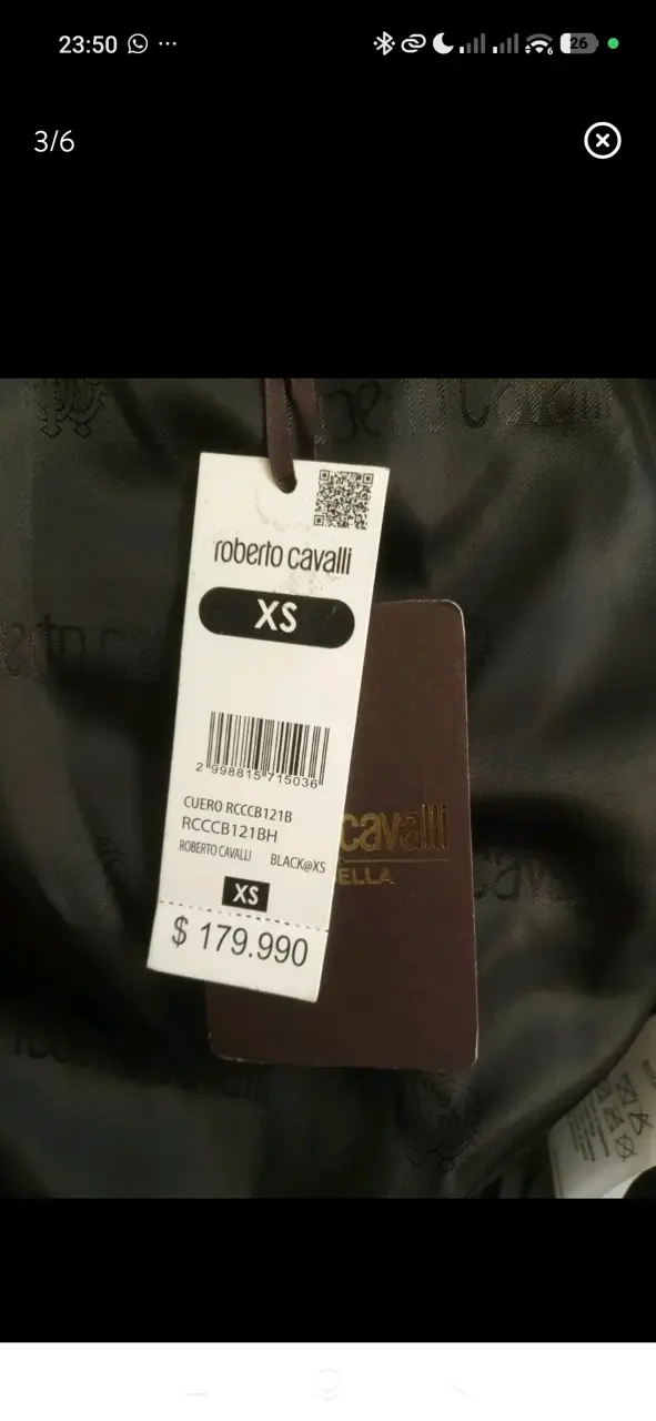 Chaqueta de cuero negra Roberto Cavalli XS - 3