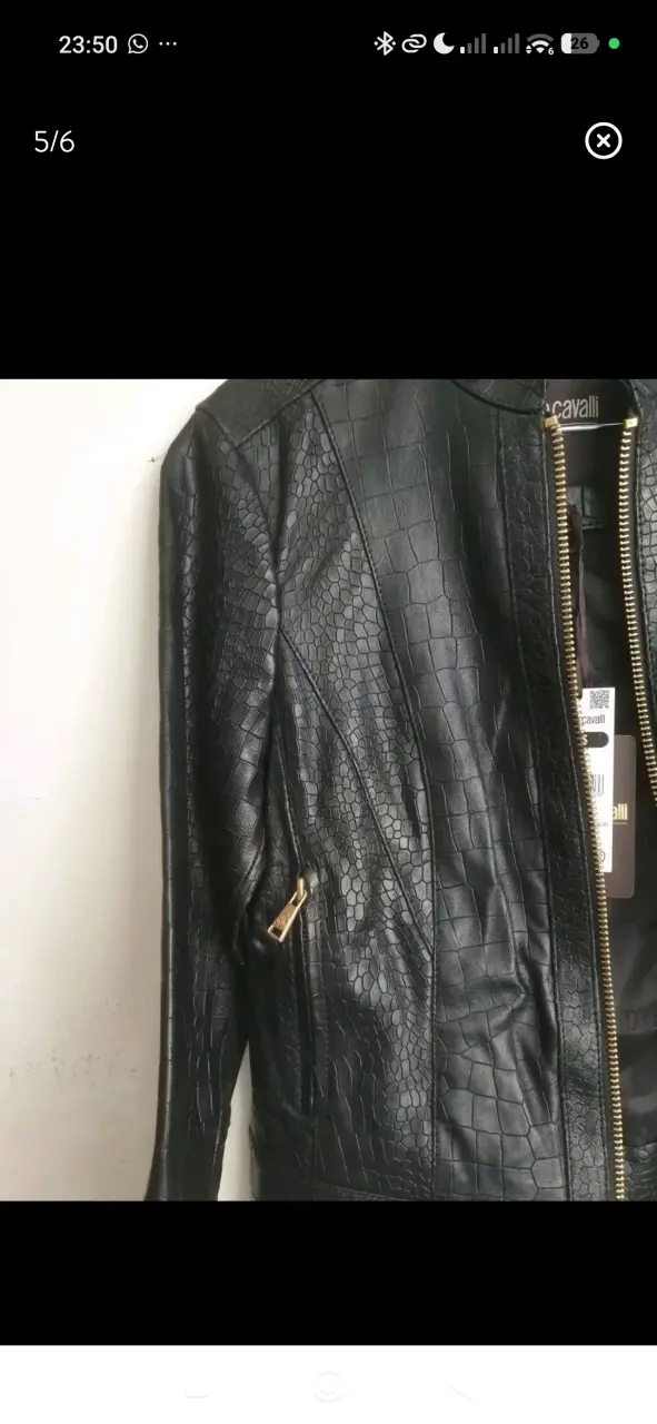 Chaqueta de cuero negra Roberto Cavalli XS - 6