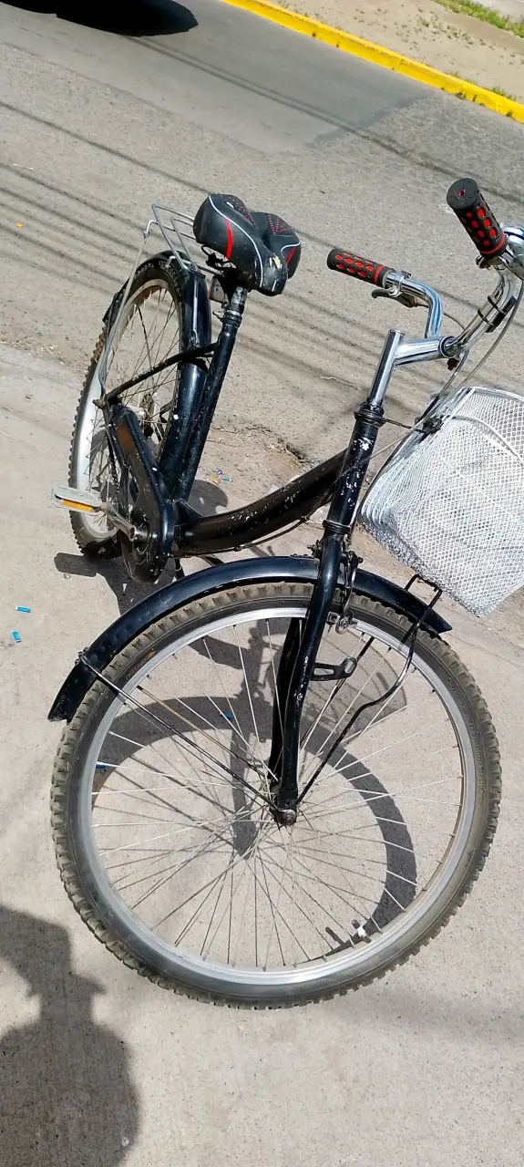 Bicicleta urbana negra con canasto - 3