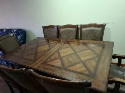 Juego de comedor de madera con 8 sillas - miniatura 5