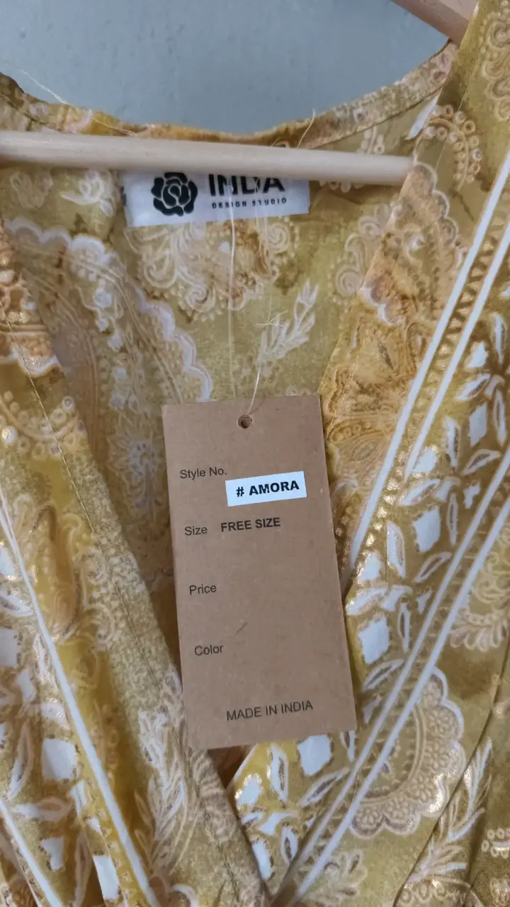 Vestido largo bohemio amarillo con estampado - 3