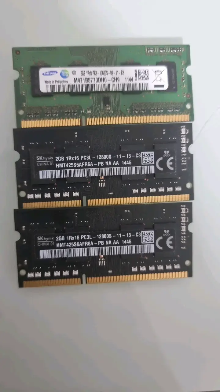 Memorias RAM 2GB Samsung y SK Hynix para Laptop