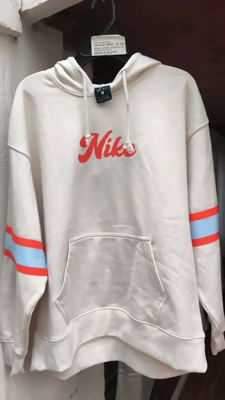 Polerón con capucha Nike blanco y rojo