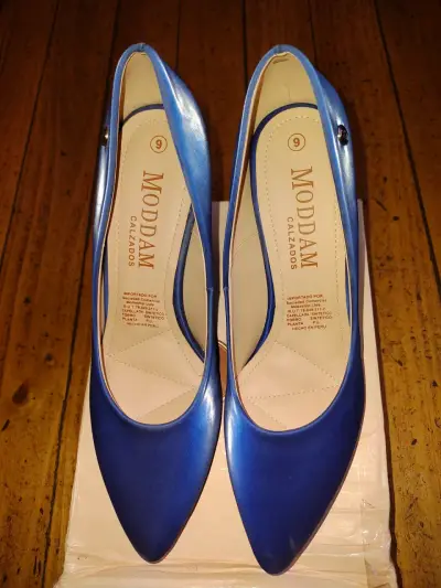 Zapatos de tacón azul Moddam elegantes - miniatura 1