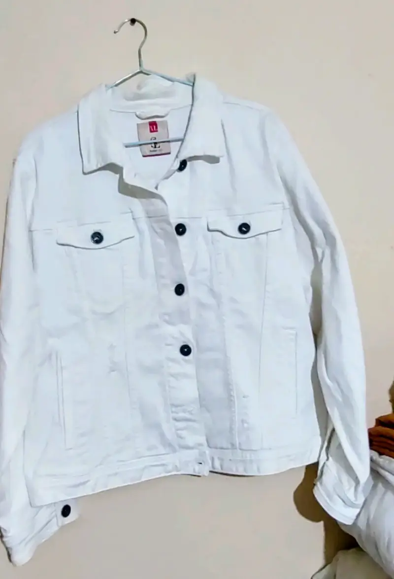 Chaqueta de mezclilla blanca para mujer talla XL
