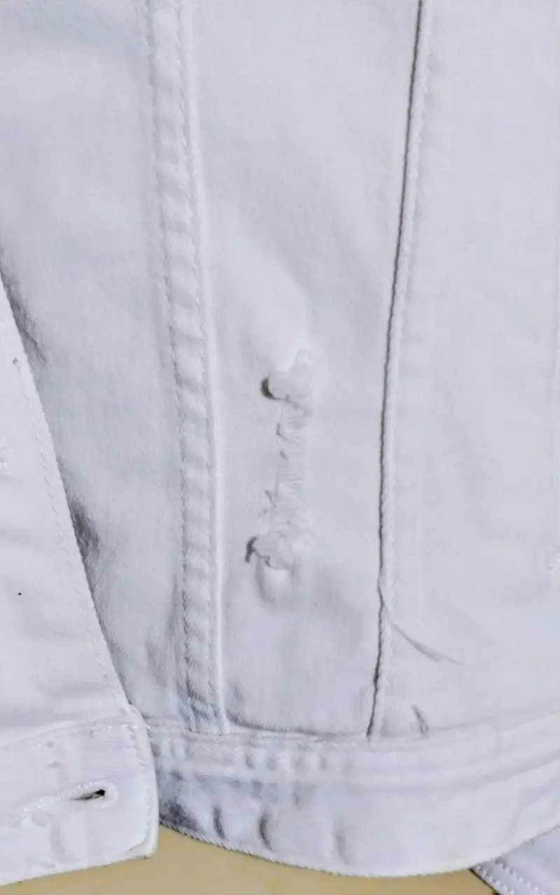 Chaqueta de mezclilla blanca para mujer talla XL - 4