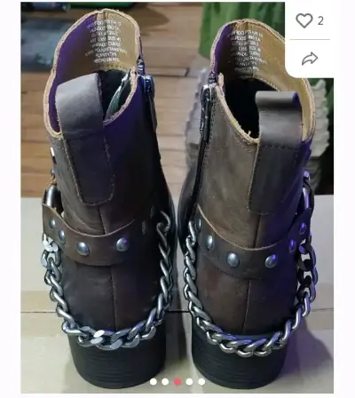 Botines de cuero marrón con cadena decorativa - miniatura 3