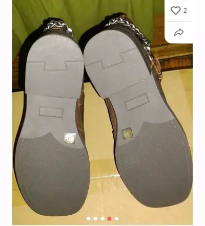 Botines de cuero marrón con cadena decorativa - miniatura 4