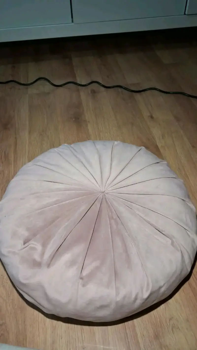 Cojín redondo de terciopelo beige - 2