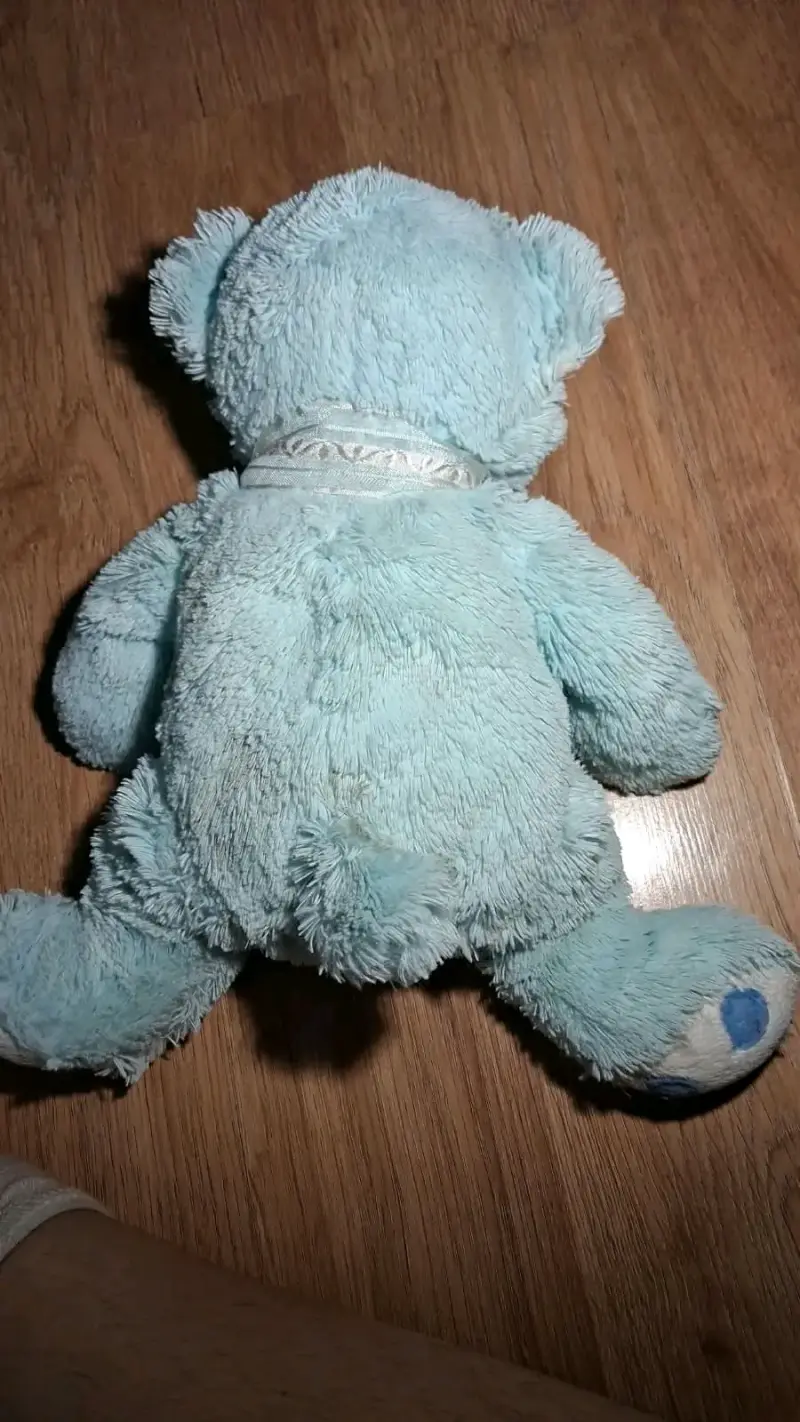 Osito de peluche azul con lazo - 2