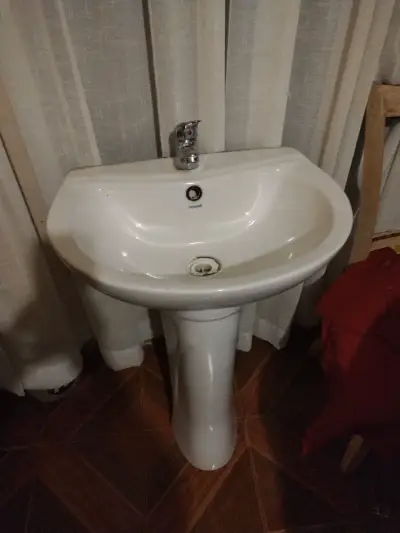 Lavamanos de cerámica con pedestal con llave monom - miniatura 1