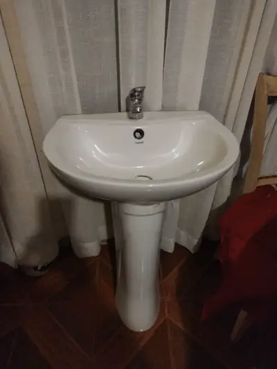 Lavamanos de cerámica con pedestal con llave monom - miniatura 2