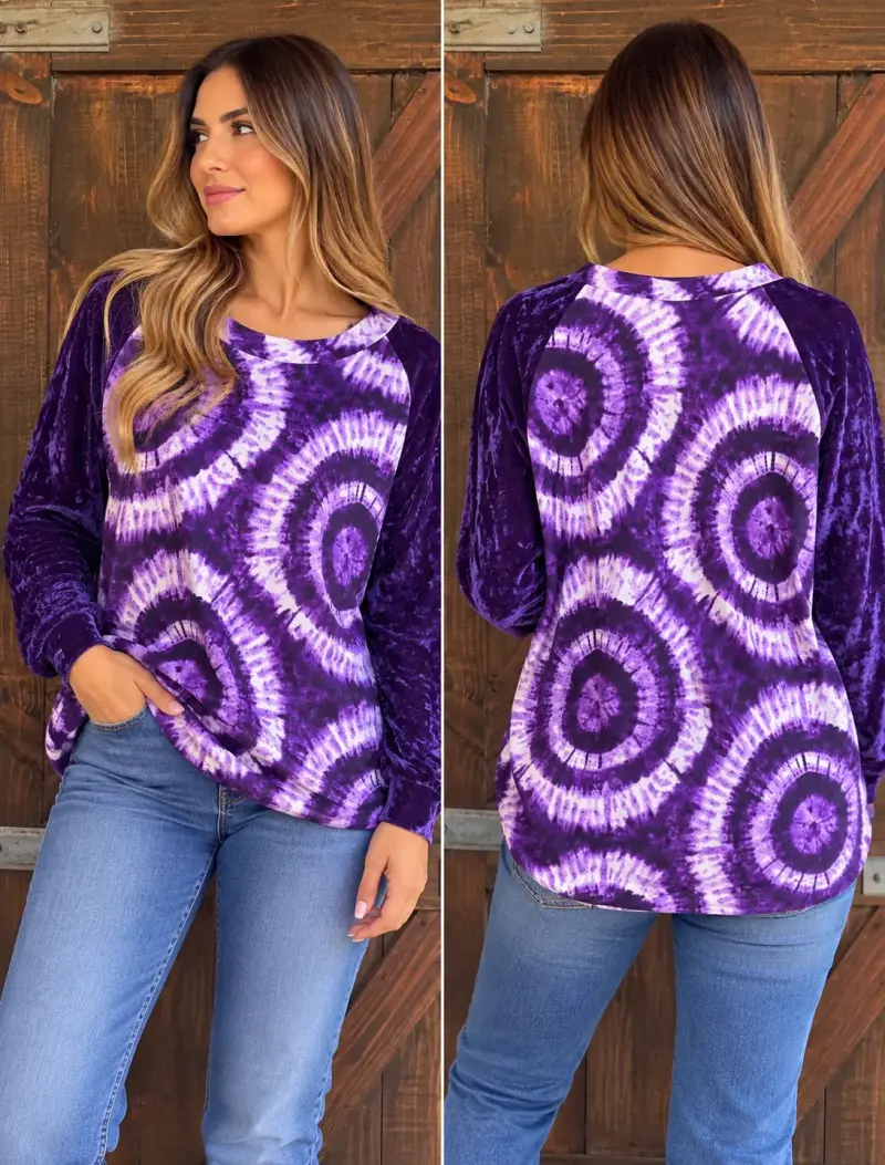 Polerón Tie-Dye Morado de Manga Larga - 3