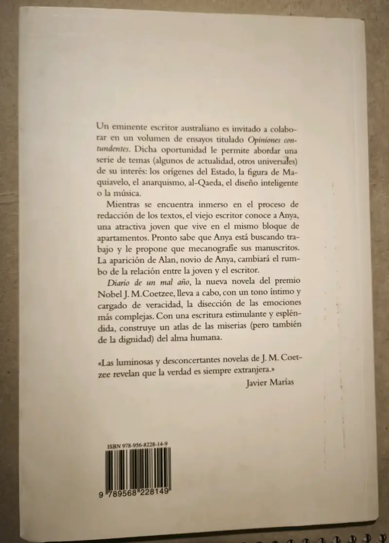 Libro Diario de un Mal Año de J.M. Coetzee - 2
