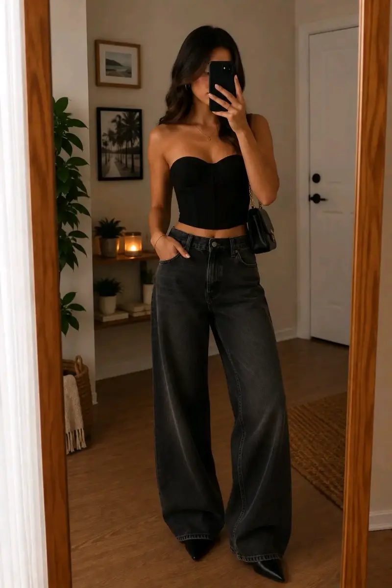 Top corset negro Zara