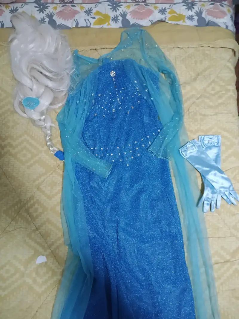 Disfraz de princesa infantil con guantes y peluca - 2