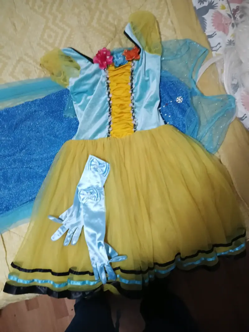 Disfraz de princesa infantil con guantes y peluca - 3