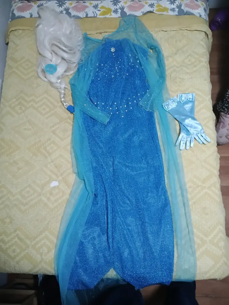 Disfraz de princesa infantil con guantes y peluca - 4