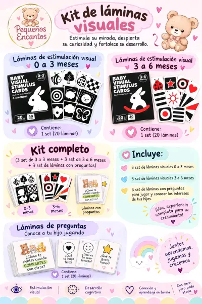 Láminas de estimulación visual para bebés 0-6 meses - miniatura 3