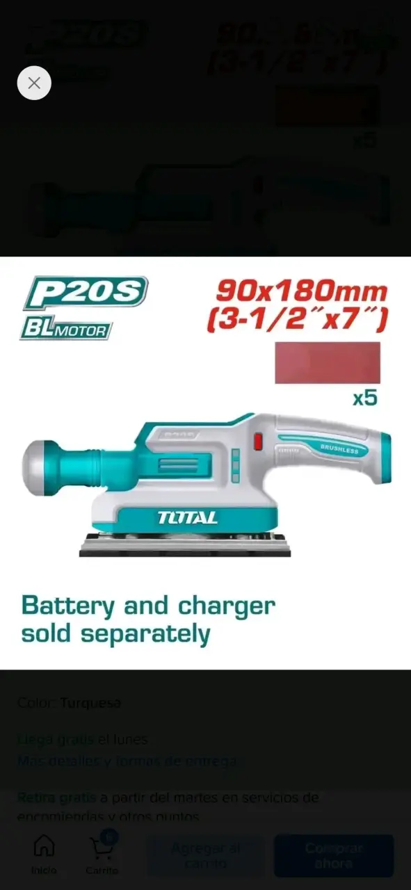Lijadora Orbital Total P20S 90x180mm