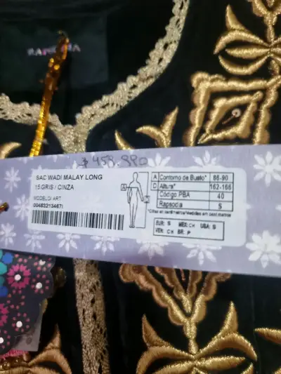 Chaqueta de terciopelo negro con bordado dorado R - miniatura 3
