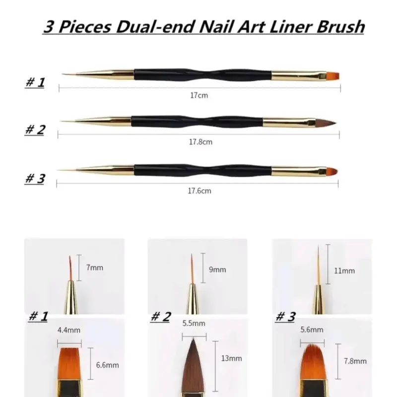 Set de Pinceles Doble Punta para Arte de Uñas - 4