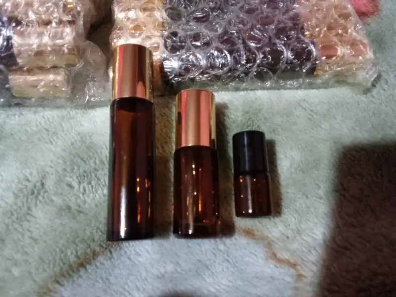 Set de frascos de vidrio ambar Roll on