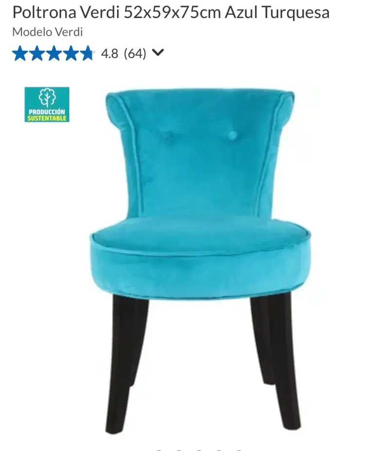 Silla Poltrona Verdi Azul Turquesa - 2