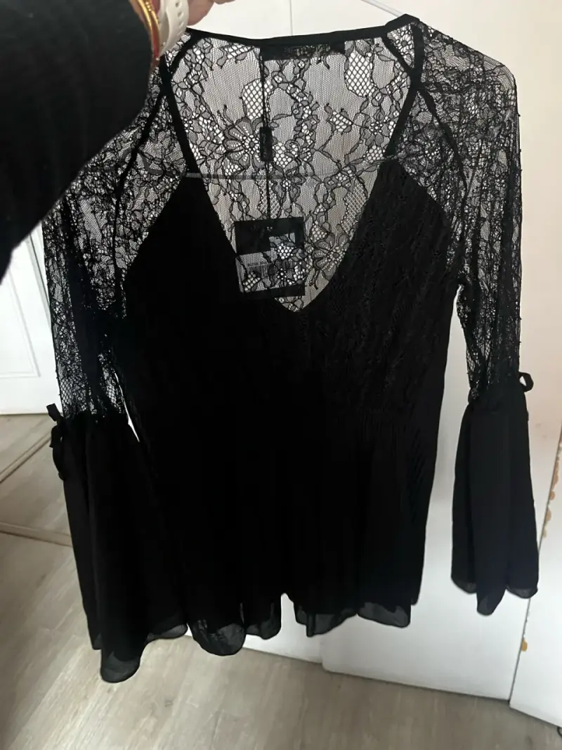 Blusa de encaje negra Lineatre talla M - 3