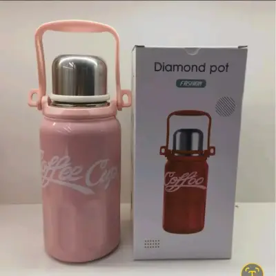 Termo rosa con asa y tapa de acero inoxidable - miniatura 1