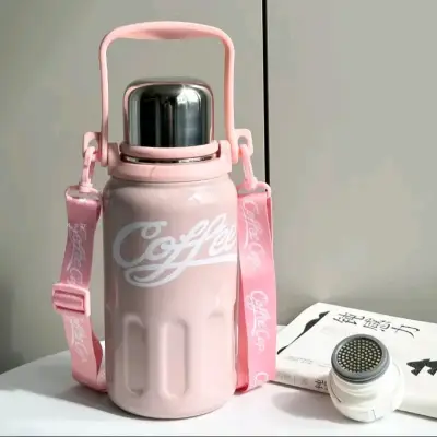 Termo rosa con asa y tapa de acero inoxidable - miniatura 2