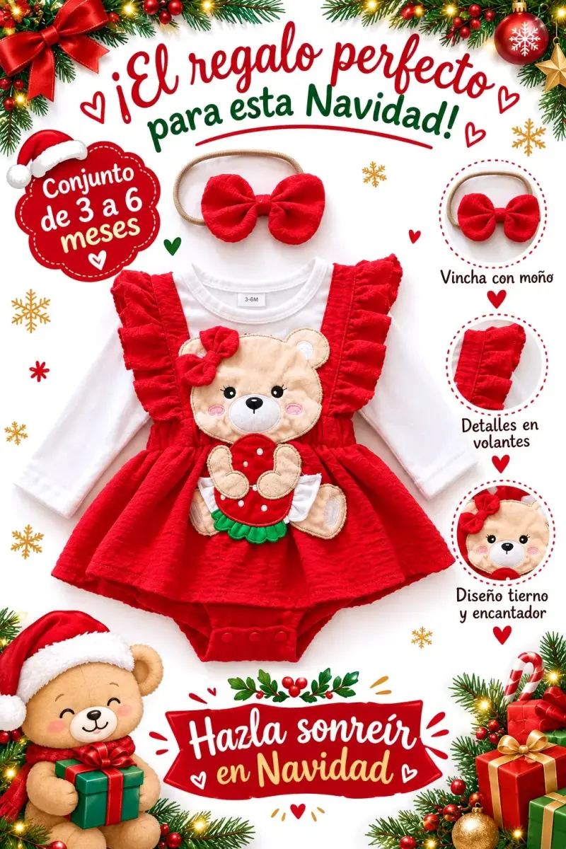 Conjunto navideño para bebé 3 a 6 meses