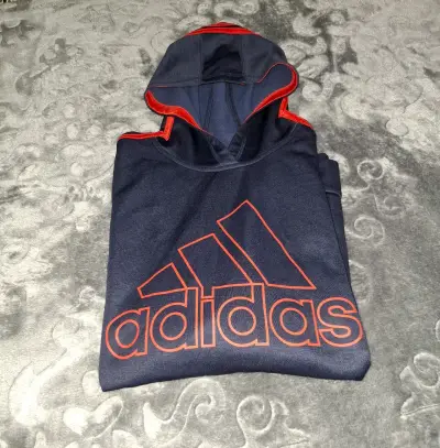 Polerón con capucha Adidas azul y rojo - miniatura 1