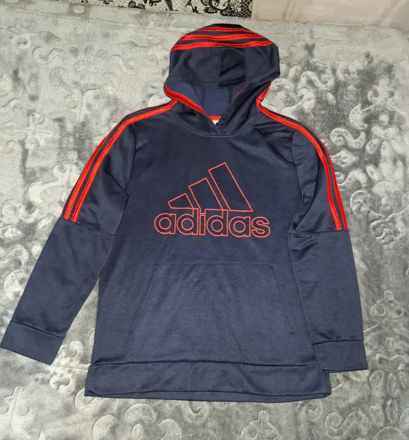 Polerón con capucha Adidas azul y rojo - 2