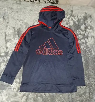 Polerón con capucha Adidas azul y rojo - miniatura 2