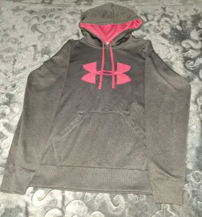 Polerón con capucha Under Armour gris y rosado - miniatura 1