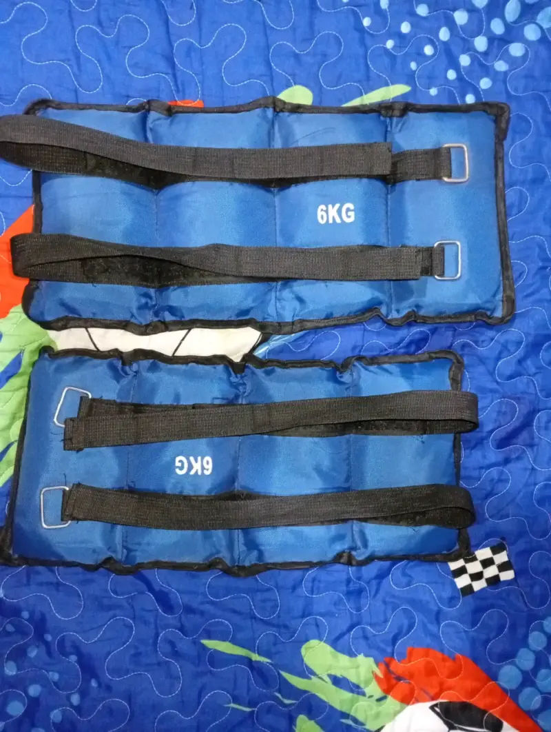 Pesas de tobillo ajustables 6 kg azul - 2