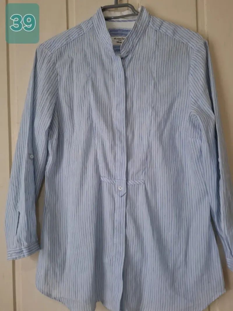 Blusa de rayas celeste Massimo Dutti - 1
