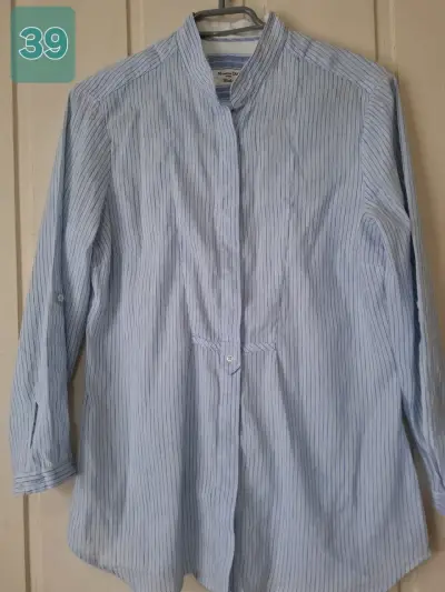 Blusa de rayas celeste Massimo Dutti - miniatura 1
