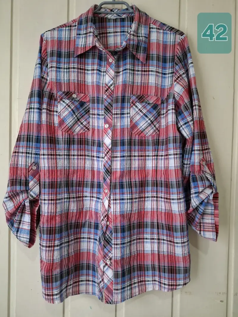 Camisa de cuadros manga larga talla 42 - 1